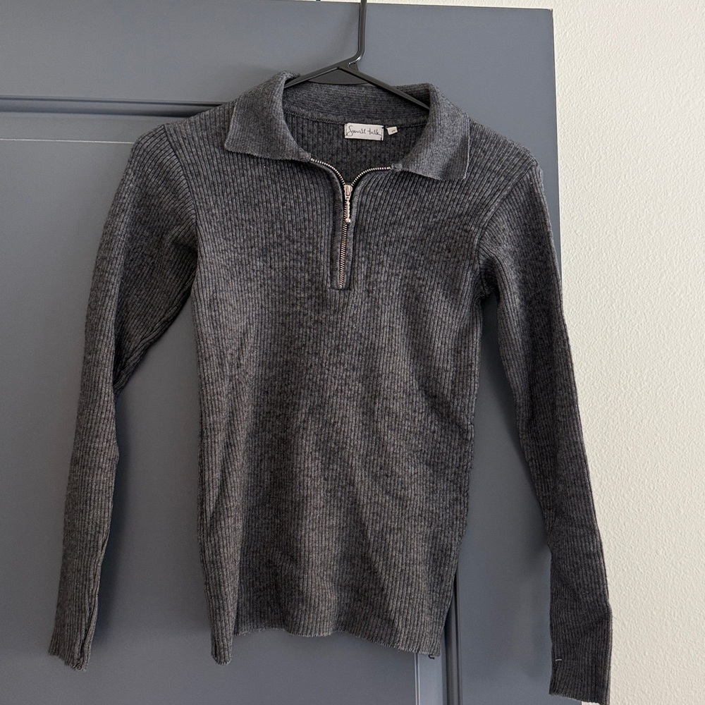 Gray Quarter-Zip Sweater